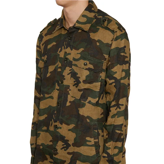 DANIELE ALESSANDRINI CAMICIA CAMOUFLAGE IN LINO