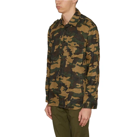 DANIELE ALESSANDRINI CAMICIA CAMOUFLAGE IN LINO