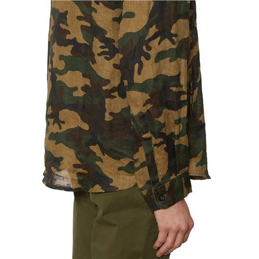 DANIELE ALESSANDRINI CAMICIA CAMOUFLAGE IN LINO