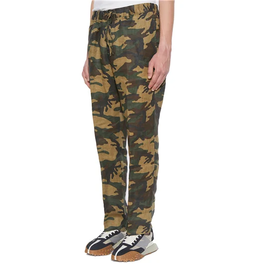 DANIELE ALESSANDRINI PANTALONE CAMOUFLAGE IN LINO