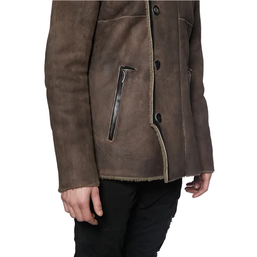 DANIELE BASTA CAPPOTTO IN SHERALING E PELLE