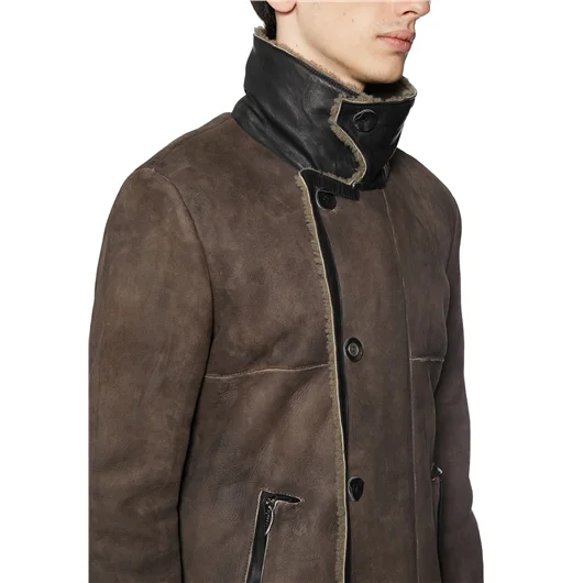 DANIELE BASTA CAPPOTTO IN SHERALING E PELLE