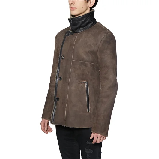 DANIELE BASTA CAPPOTTO IN SHERALING E PELLE