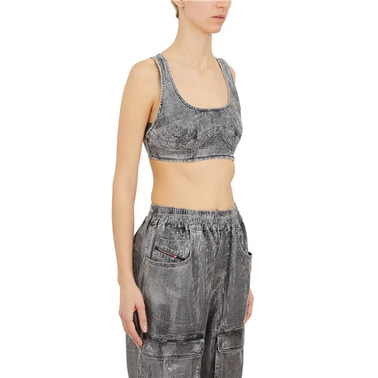 DIESEL TOP IN DENIM CON MICRO PAILLETTES