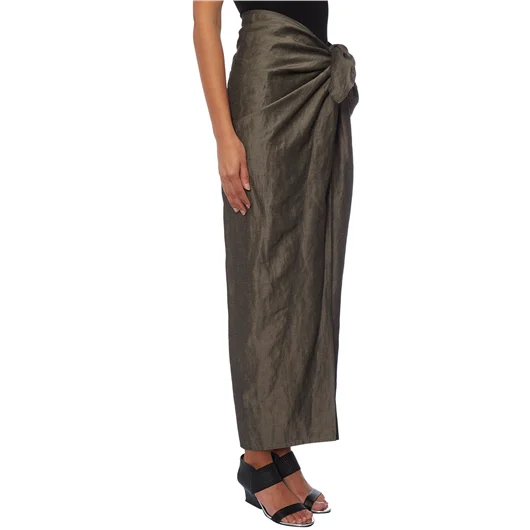 DIVKA GONNA LUNGA IN LINO E COTONE CON ZIP