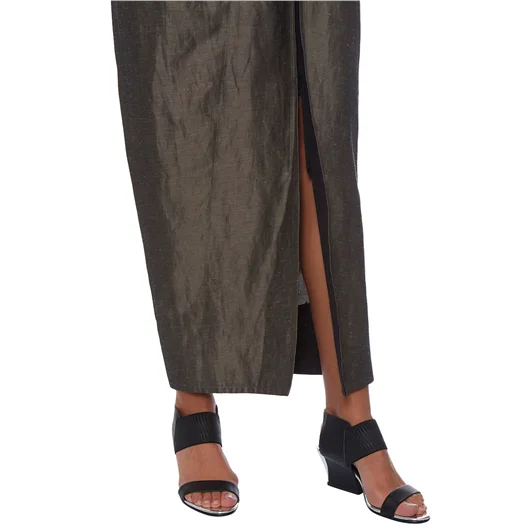 DIVKA GONNA LUNGA IN LINO E COTONE CON ZIP