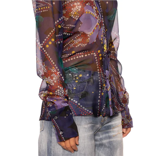 DSQUARED CAMICIA IN CHIFFON CON STAMPA FLOREALE