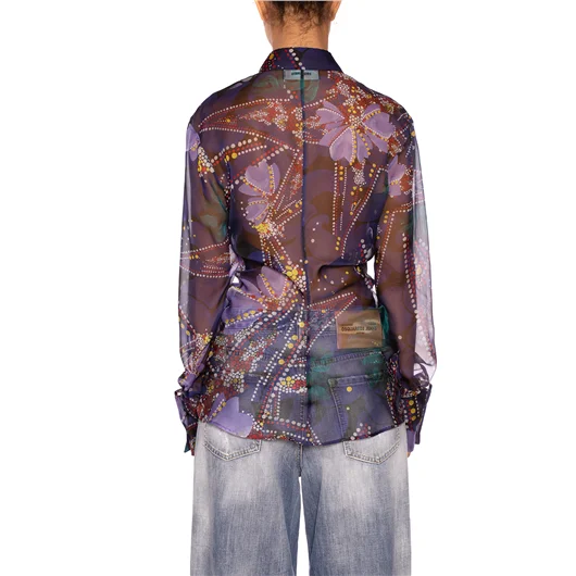 DSQUARED CAMICIA IN CHIFFON CON STAMPA FLOREALE