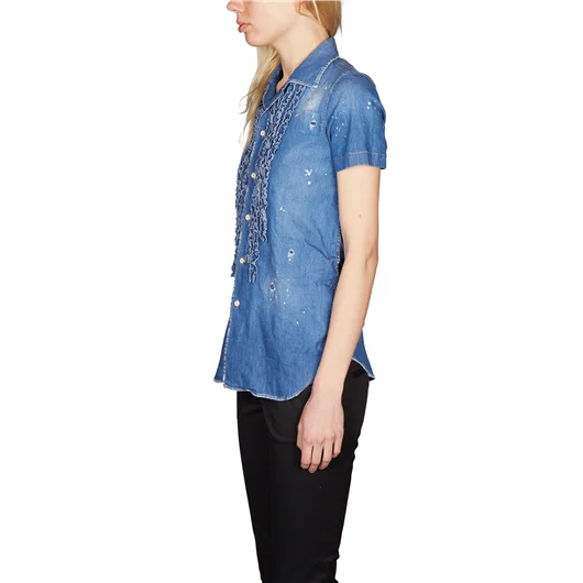 DSQUARED CAMICIA IN DENIM CON ROUGES