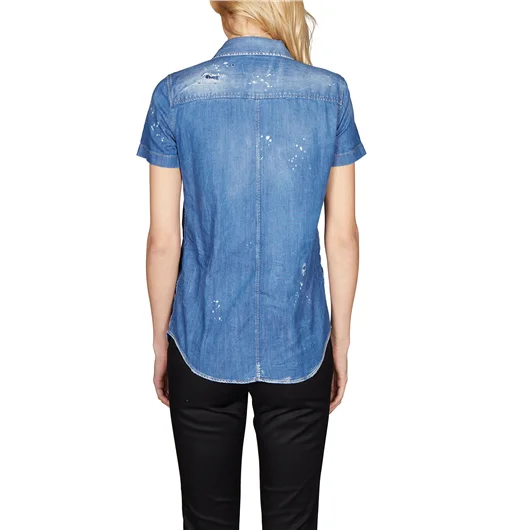 DSQUARED CAMICIA IN DENIM CON ROUGES