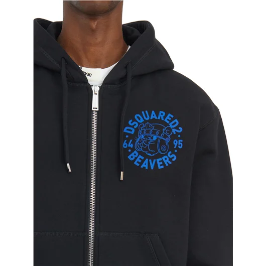 DSQUARED FELPA CON ZIP E CAPPUCCIO