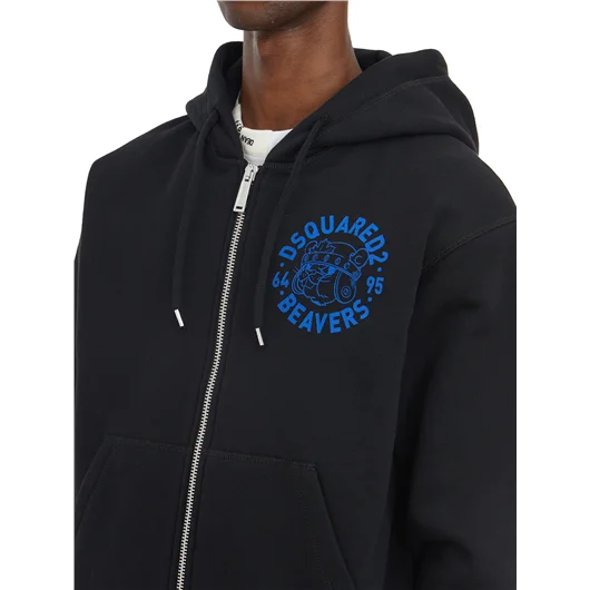 DSQUARED FELPA CON ZIP E CAPPUCCIO