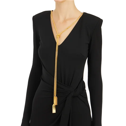 ELISABETTA FRANCHI ABITO DRAPPEGGIATO CON COLLANA