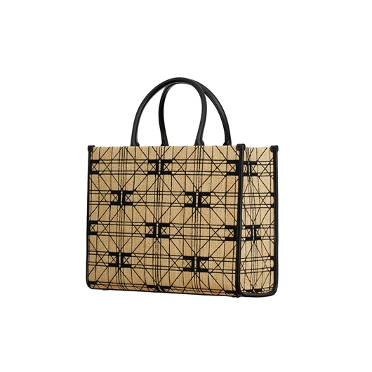 ELISABETTA FRANCHI BORSA SHOPPER IN RAFIA