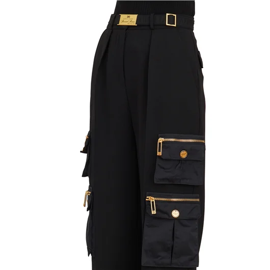 ELISABETTA FRANCHI PANTALONE CON TASCONI E CINTURA