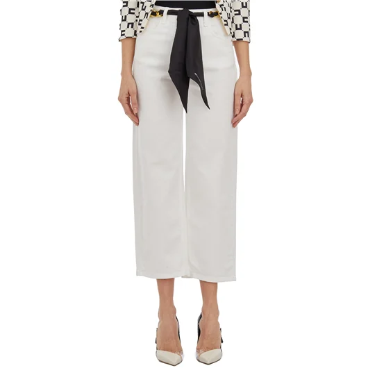 ELISABETTA FRANCHI PANTALONI CON CINTURA A CATENA