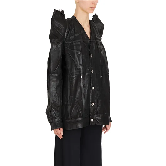 RICK OWENS DRKSHDW GIACCA IN COTONE SPALMATO TEC WORKER