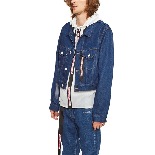 OFF-WHITE CO VIRGIL ABLOH GIACCA IN JEANS CORTA DOPPIATA