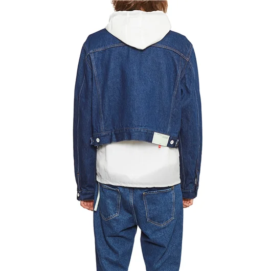 OFF-WHITE CO VIRGIL ABLOH GIACCA IN JEANS CORTA DOPPIATA