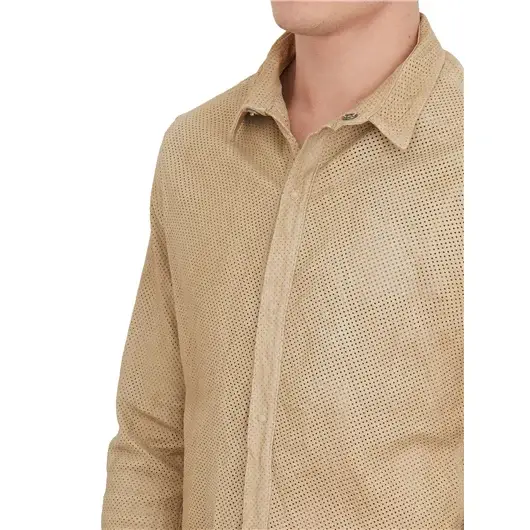 GIORGIO BRATO CAMICIA IN PELLE D'AGNELLO TRAFORATA