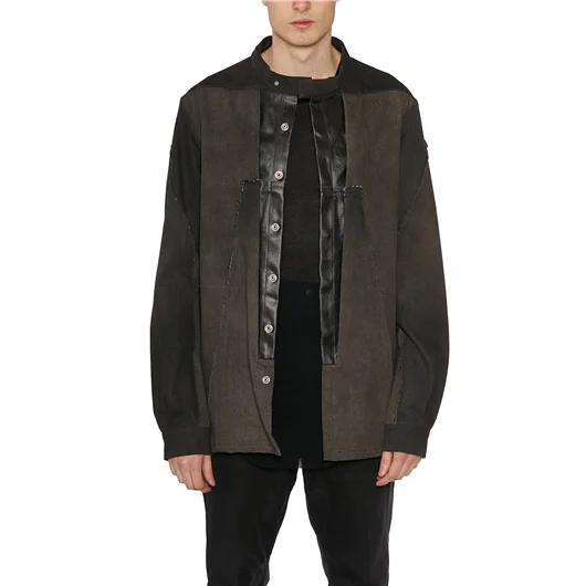 RICK OWENS GIUBBINO IN DENIM SPLINTERED OUTHERSHIRT