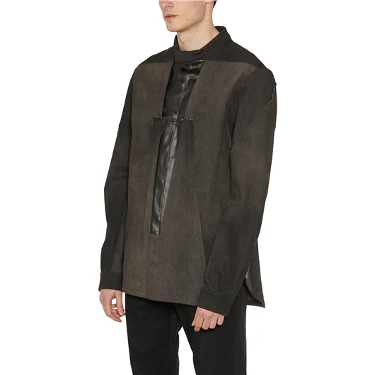 RICK OWENS GIUBBINO IN DENIM SPLINTERED OUTHERSHIRT