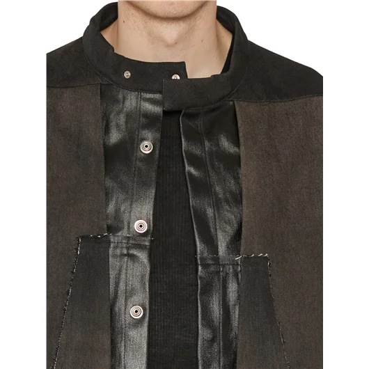 RICK OWENS GIUBBINO IN DENIM SPLINTERED OUTHERSHIRT