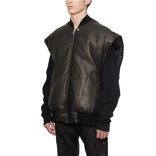 RICK OWENS GIUBBINO SMANICATO IN PELLE JUMBO FLIGHT