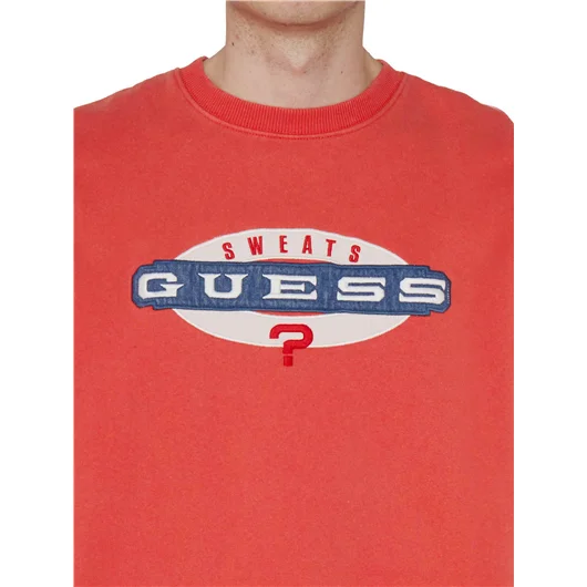 GUESS USA FELPA VINTAGE LOGO IN COTONE