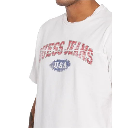 GUESS USA T-SHIRT GIROCOLLO IN COTONE