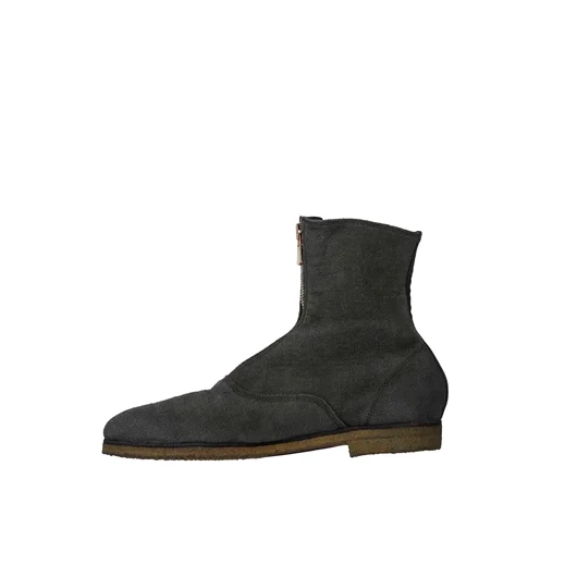 GUIDI STIVALETTO IN LINO CON ZIP FRONTALE