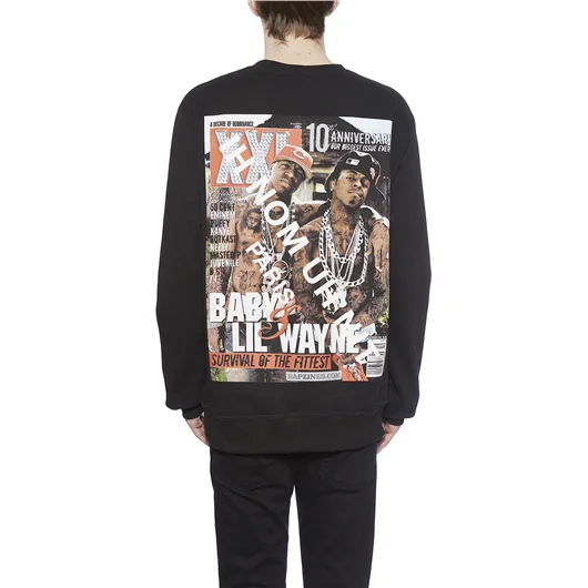 IH NOM UH NIT FELPA IN COTONE GIROCOLLO STAMPATA