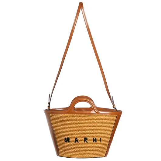 MARNI BORSA TROPICALIA PICCOLA IN PELLE E RAFIA