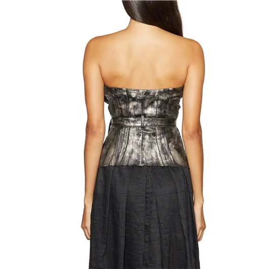 MASNADA TOP IN PELLE LAMINATA