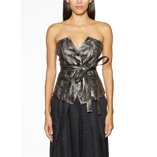 MASNADA TOP IN PELLE LAMINATA