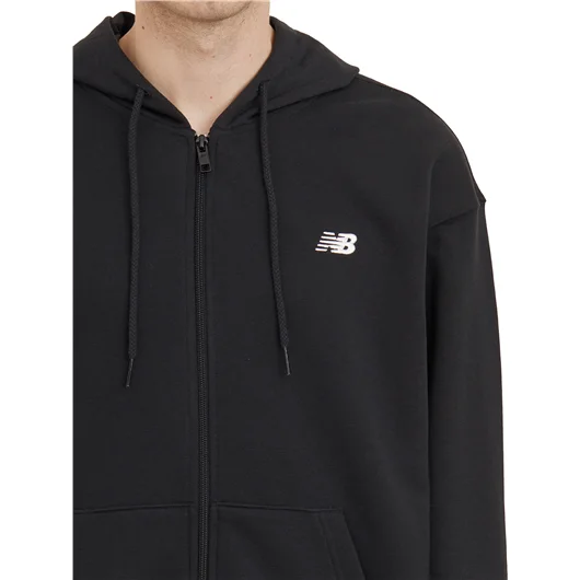 NEW BALANCE FELPA IN COTONE CON ZIP E CAPPUCCIO