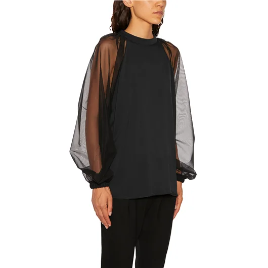 NOSTRASANTISSIMA CAMICIA RAGLAN IN SETA E TULLE