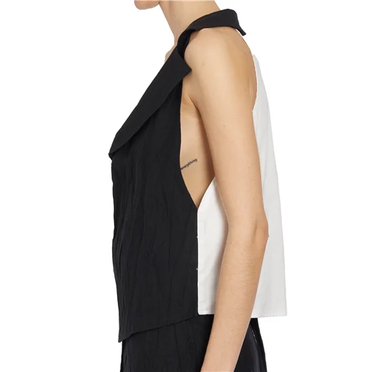 NOSTRASANTISSIMA GILET IN LINO CON REVER