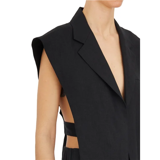 NU GILET IN LINO TAGLIO GIACCA