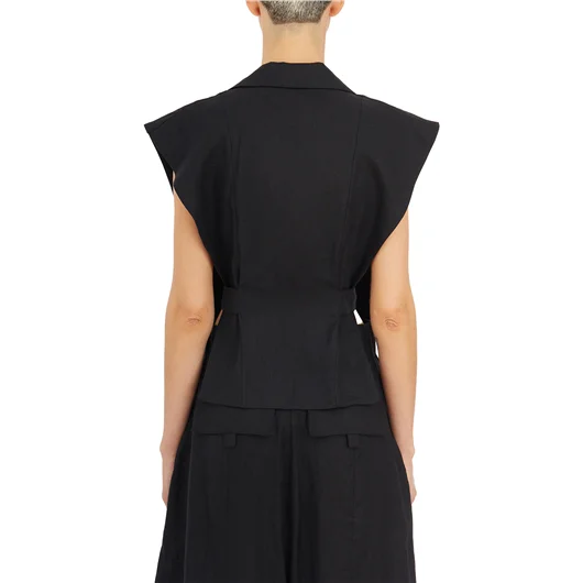 NU GILET IN LINO TAGLIO GIACCA