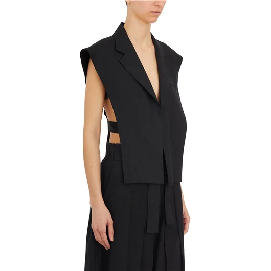 NU GILET IN LINO TAGLIO GIACCA