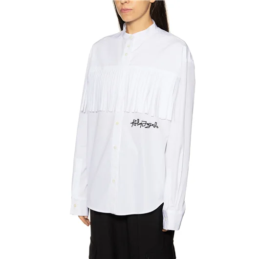 PALM ANGELS CAMICIA IN COTONE LOGO DESERT E FRANGE