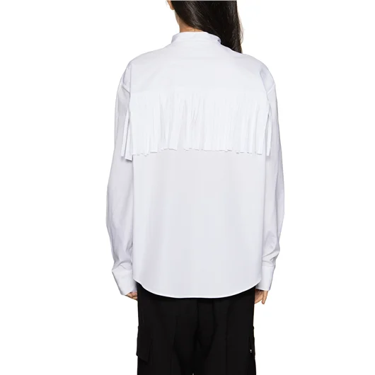 PALM ANGELS CAMICIA IN COTONE LOGO DESERT E FRANGE