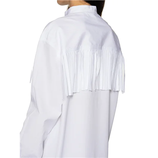 PALM ANGELS CAMICIA IN COTONE LOGO DESERT E FRANGE