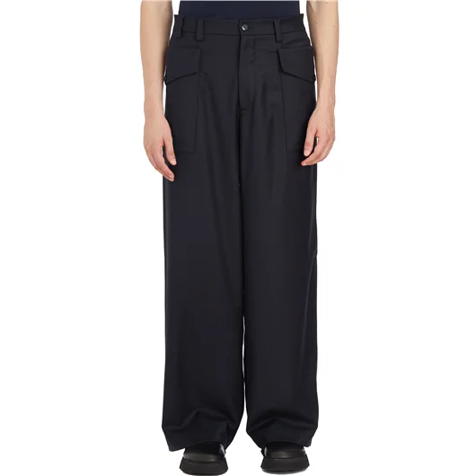 PANTALONE IN LANA CON TASCONI