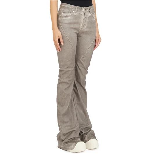 RICK OWENS DRKSHDW PANTALONI IN DENIM BIAS BOOTCUT DUST