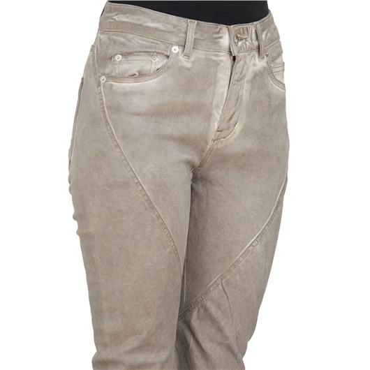 RICK OWENS DRKSHDW PANTALONI IN DENIM BIAS BOOTCUT DUST