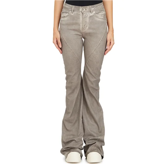 RICK OWENS DRKSHDW PANTALONI IN DENIM BIAS BOOTCUT DUST