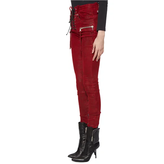 BEN TAVERNITI UNRAVEL PANTALONI IN PELLE STRETCH LACEUP