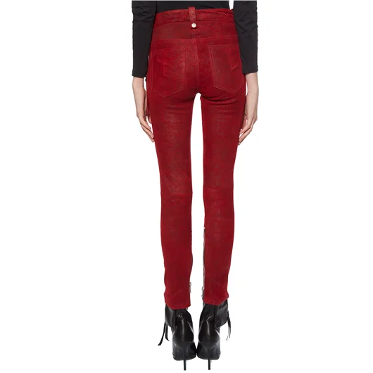 BEN TAVERNITI UNRAVEL PANTALONI IN PELLE STRETCH LACEUP